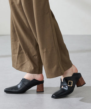 ウッドヒールベルトパンプス/51303