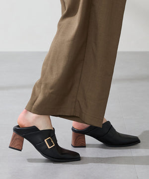 ウッドヒールベルトパンプス/51303