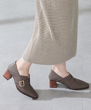 ウッドヒールベルトパンプス/51303