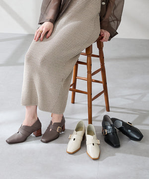 ウッドヒールベルトパンプス/51303