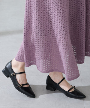 ポインテッドトゥダブルストラップパンプス/51306