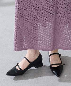 ポインテッドトゥダブルストラップパンプス/51306