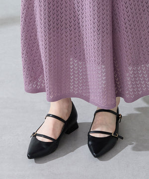 ポインテッドトゥダブルストラップパンプス/51306