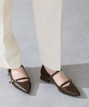 ポインテッドトゥダブルストラップパンプス/51306