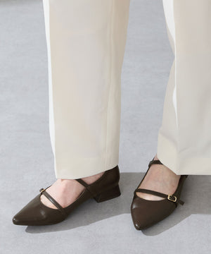 ポインテッドトゥダブルストラップパンプス/51306