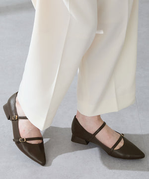 ポインテッドトゥダブルストラップパンプス/51306