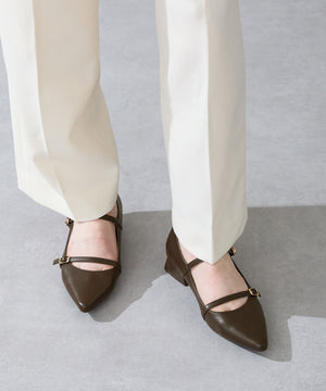 ポインテッドトゥダブルストラップパンプス/51306