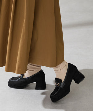 スクエアトゥビットヒールローファー/51324