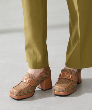 スクエアトゥビットヒールローファー/51324