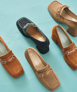 スクエアトゥビットヒールローファー/51324