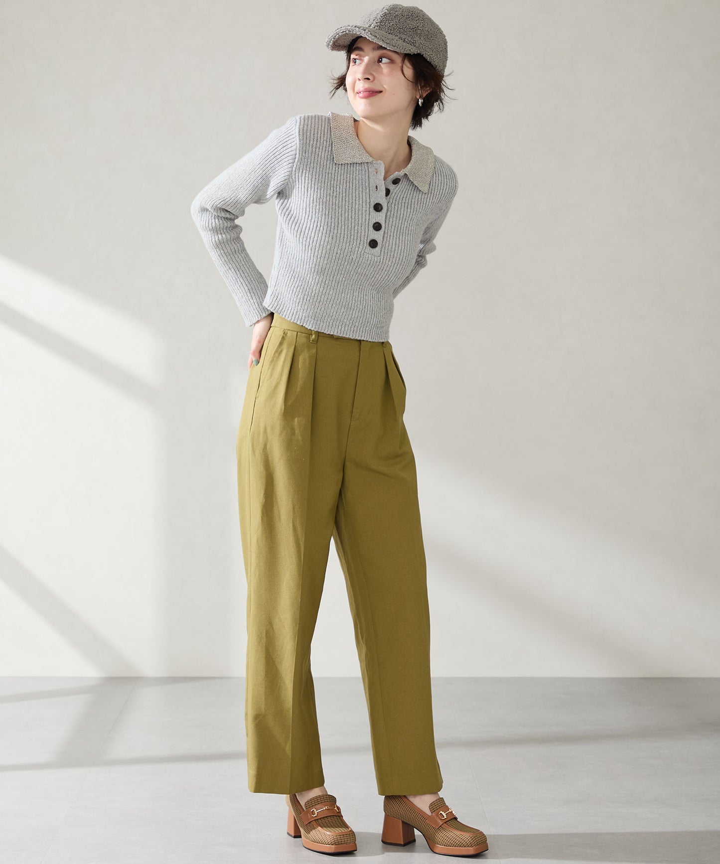 スクエアトゥビットヒールローファー/51324