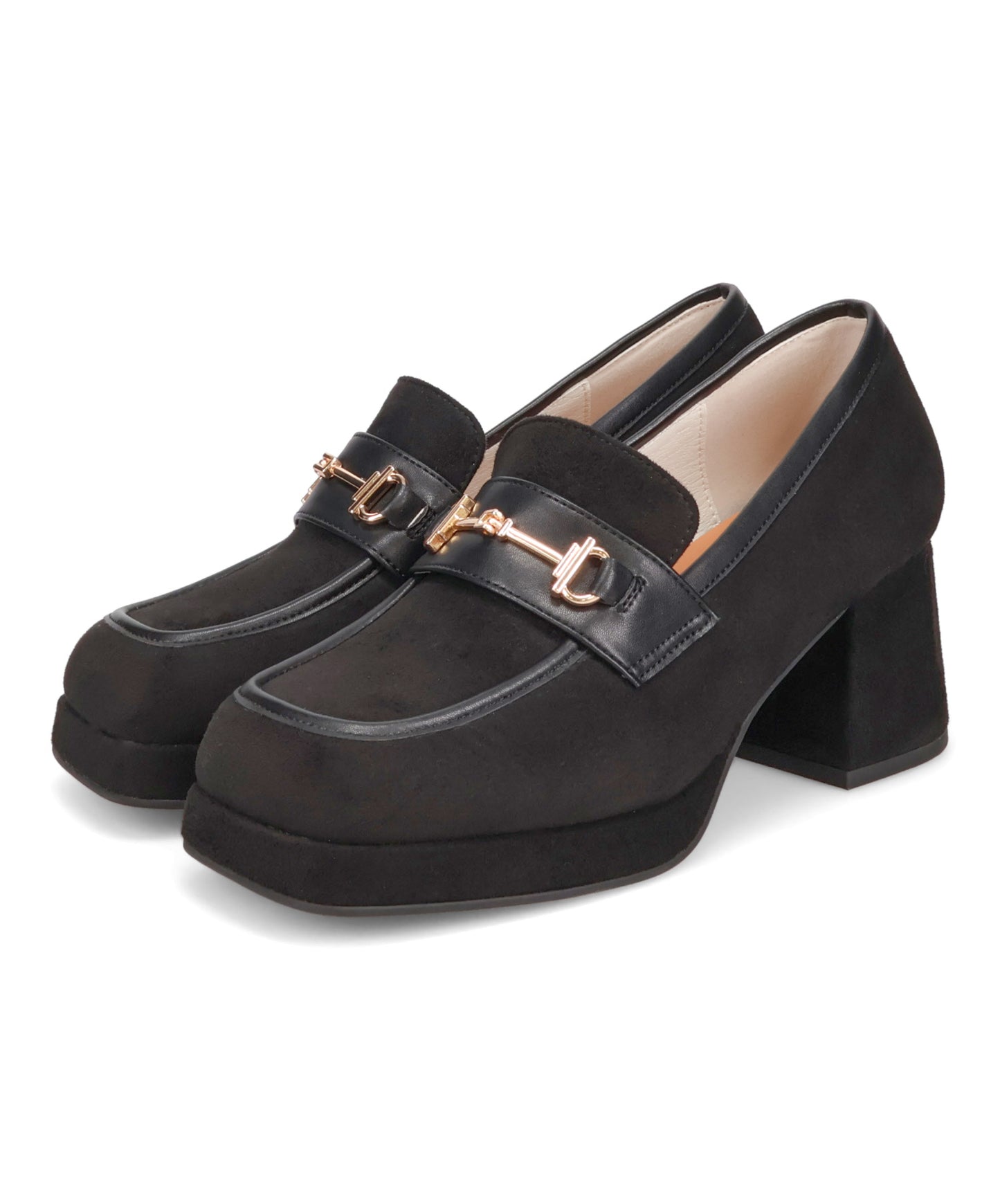 スクエアトゥビットヒールローファー/51324