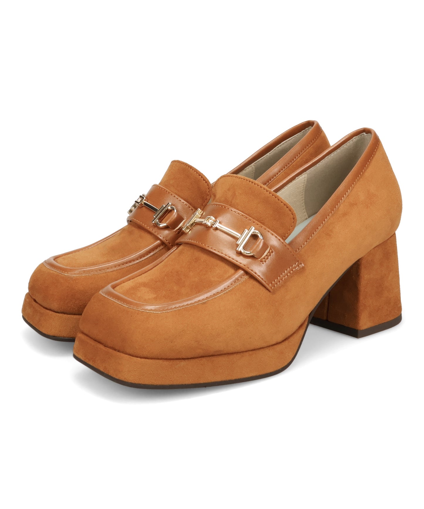 スクエアトゥビットヒールローファー/51324