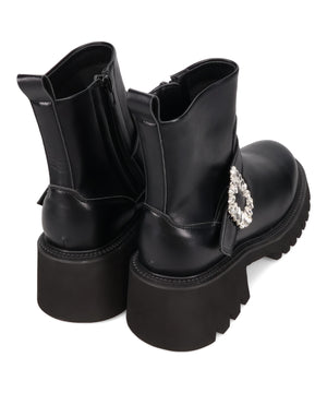 【カタログ掲載アイテム】ビジューバックル厚底ブーツ/51402