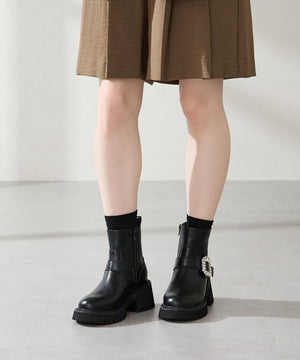 【カタログ掲載アイテム】ビジューバックル厚底ブーツ/51402