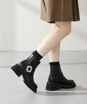 【カタログ掲載アイテム】ビジューバックル厚底ブーツ/51402