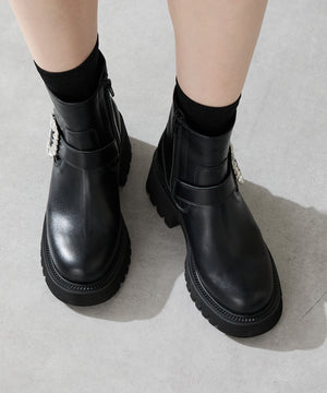 【カタログ掲載アイテム】ビジューバックル厚底ブーツ/51402