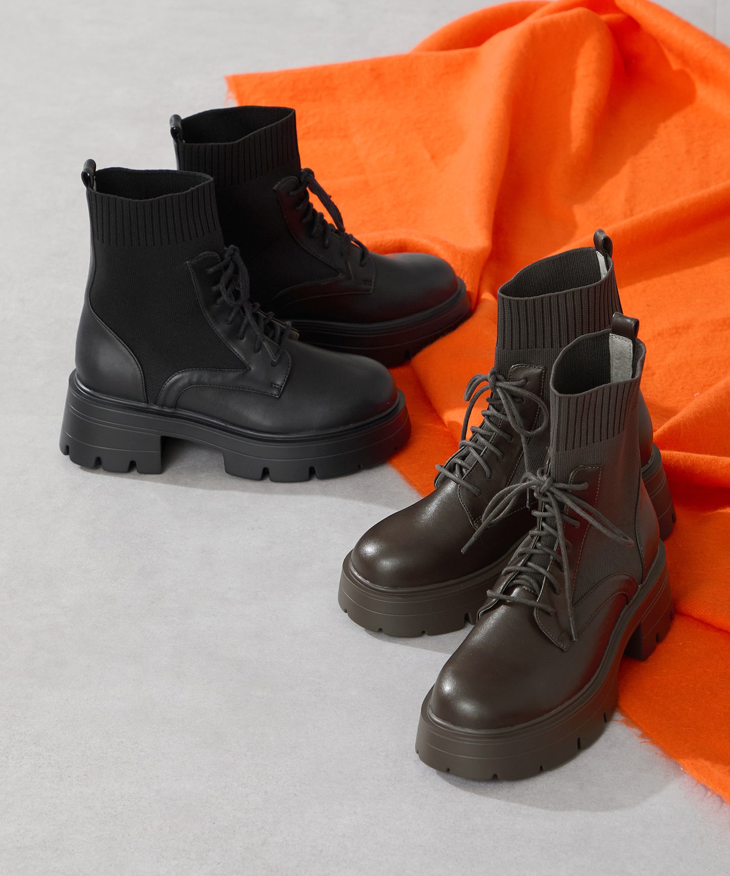 ニットソックスレースアップブーツ/51404