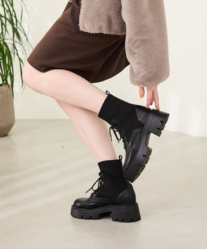 ニットソックスレースアップブーツ/51404