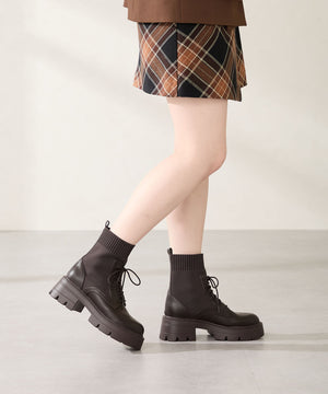 ニットソックスレースアップブーツ/51404