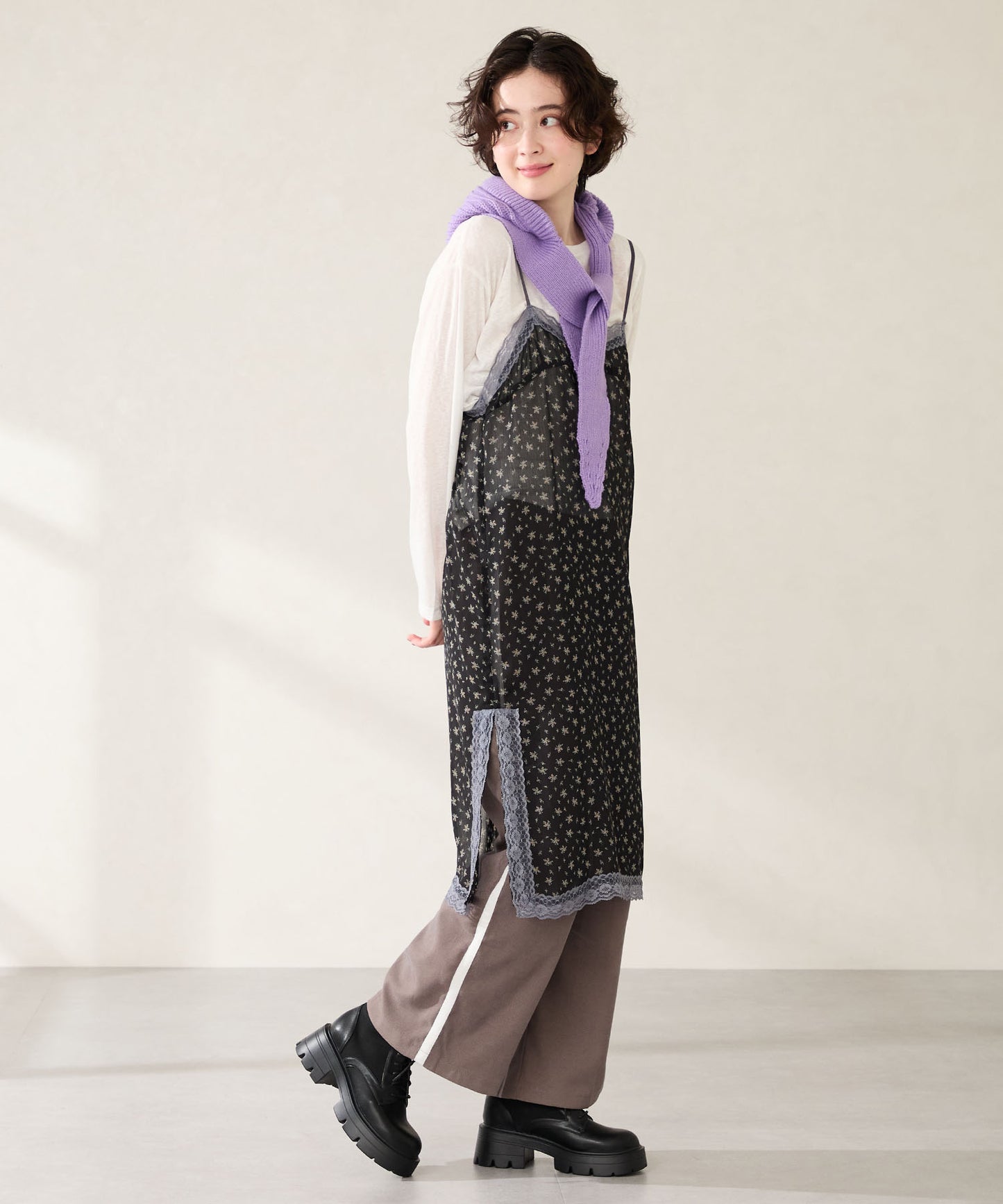 ニットソックスレースアップブーツ/51404