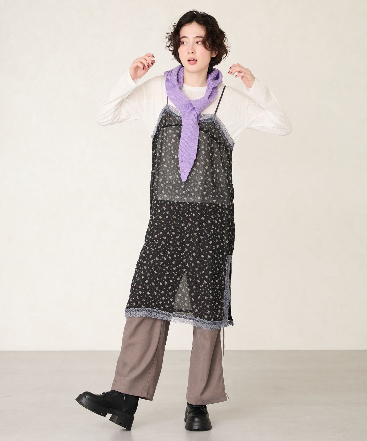 ニットソックスレースアップブーツ/51404