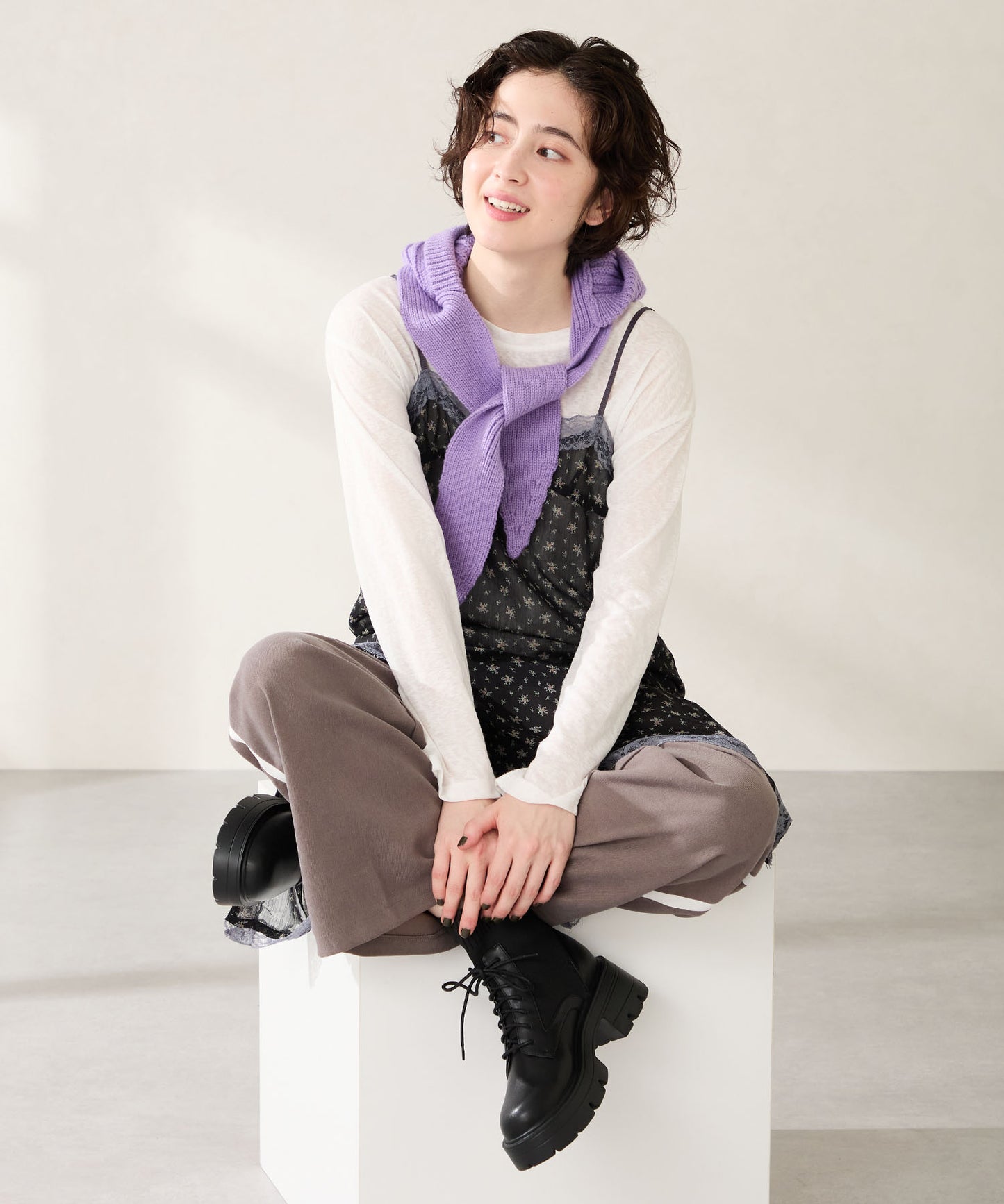 ニットソックスレースアップブーツ/51404