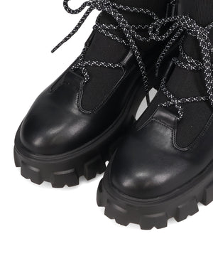 ボリュームソール編み上げニットブーツ/51406