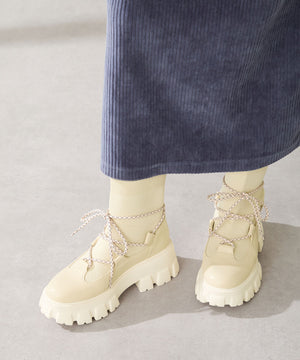 ボリュームソール編み上げニットブーツ/51406