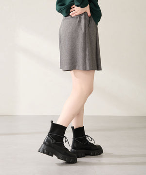 ボリュームソール編み上げニットブーツ/51406
