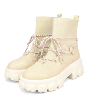 ボリュームソール編み上げニットブーツ/51406