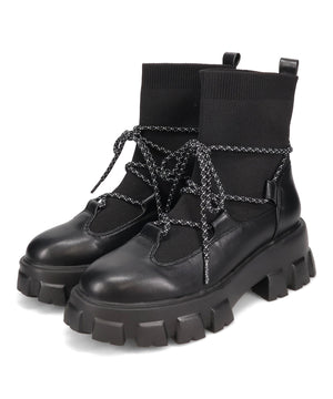 ボリュームソール編み上げニットブーツ/51406