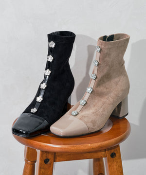 フラワービジューヒールブーツ/51408