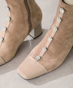 フラワービジューヒールブーツ/51408