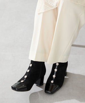 フラワービジューヒールブーツ/51408