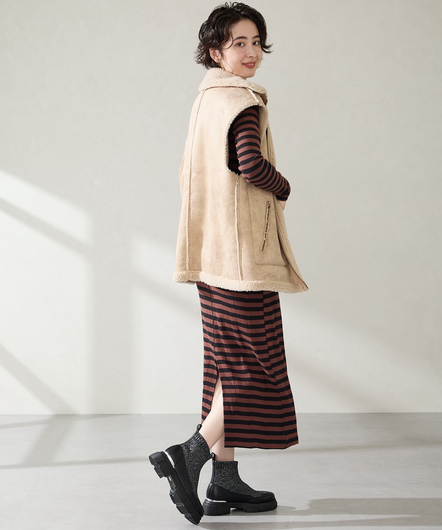 ニットソックスショートブーツ/51416