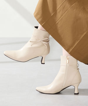 サイドリボンヒールブーツ/51417
