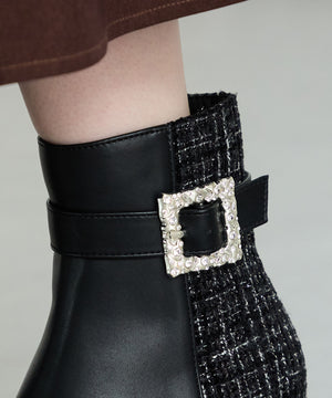 ビジューモチーフ切替ヒールブーツ/51424