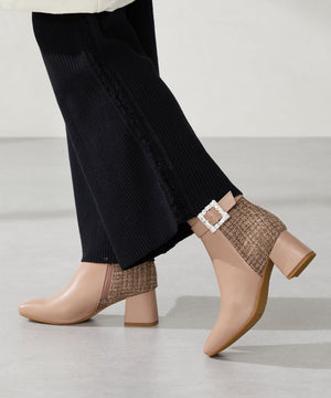 ビジューモチーフ切替ヒールブーツ/51424