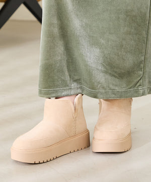 サイドスリット厚底ムートンショートブーツ/51425