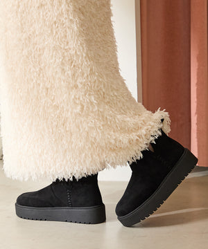 サイドスリット厚底ムートンショートブーツ/51425