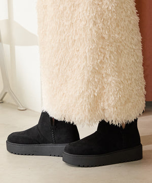 サイドスリット厚底ムートンショートブーツ/51425