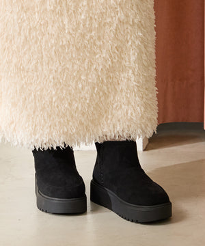 サイドスリット厚底ムートンショートブーツ/51425