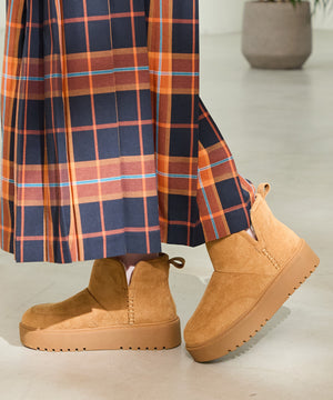 サイドスリット厚底ムートンショートブーツ/51425