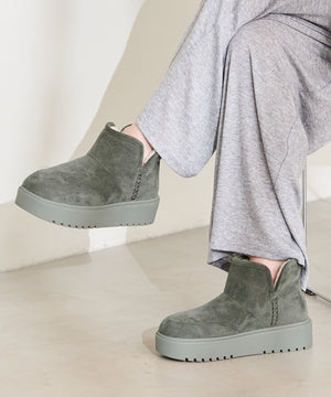 サイドスリット厚底ムートンショートブーツ/51425