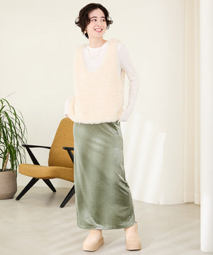 サイドスリット厚底ムートンショートブーツ/51425