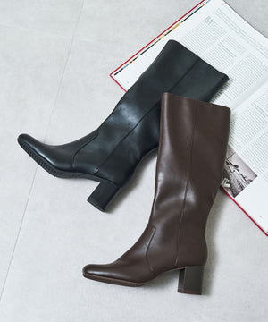 スクエアトゥチャンキーヒールロングブーツ/51501