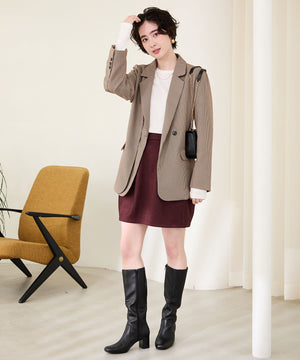 スクエアトゥチャンキーヒールロングブーツ/51501