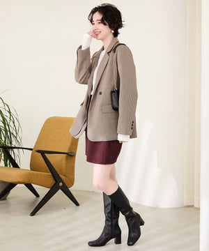 スクエアトゥチャンキーヒールロングブーツ/51501