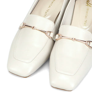 メタリックラインビットヒールローファー/52101